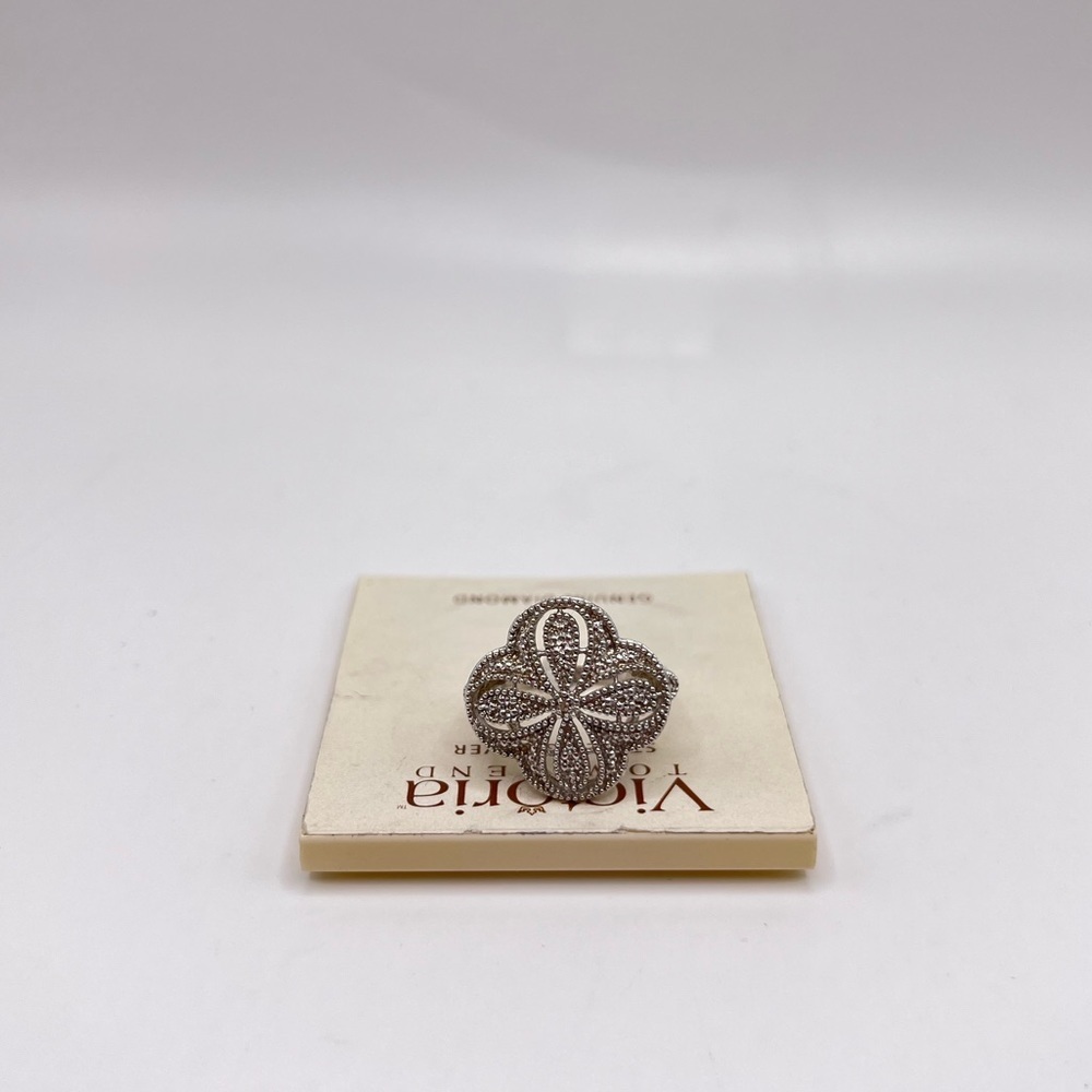 Victoria Townsend Sterling Silver Diamond Ring Size 6.5 NWT